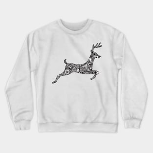 Monochrome zentangle Christmas jumping reindeer Crewneck Sweatshirt